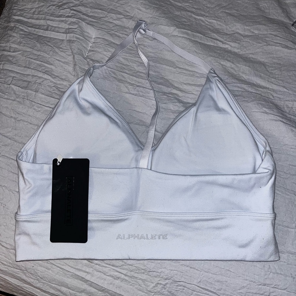 White Alphalette Sports Bra